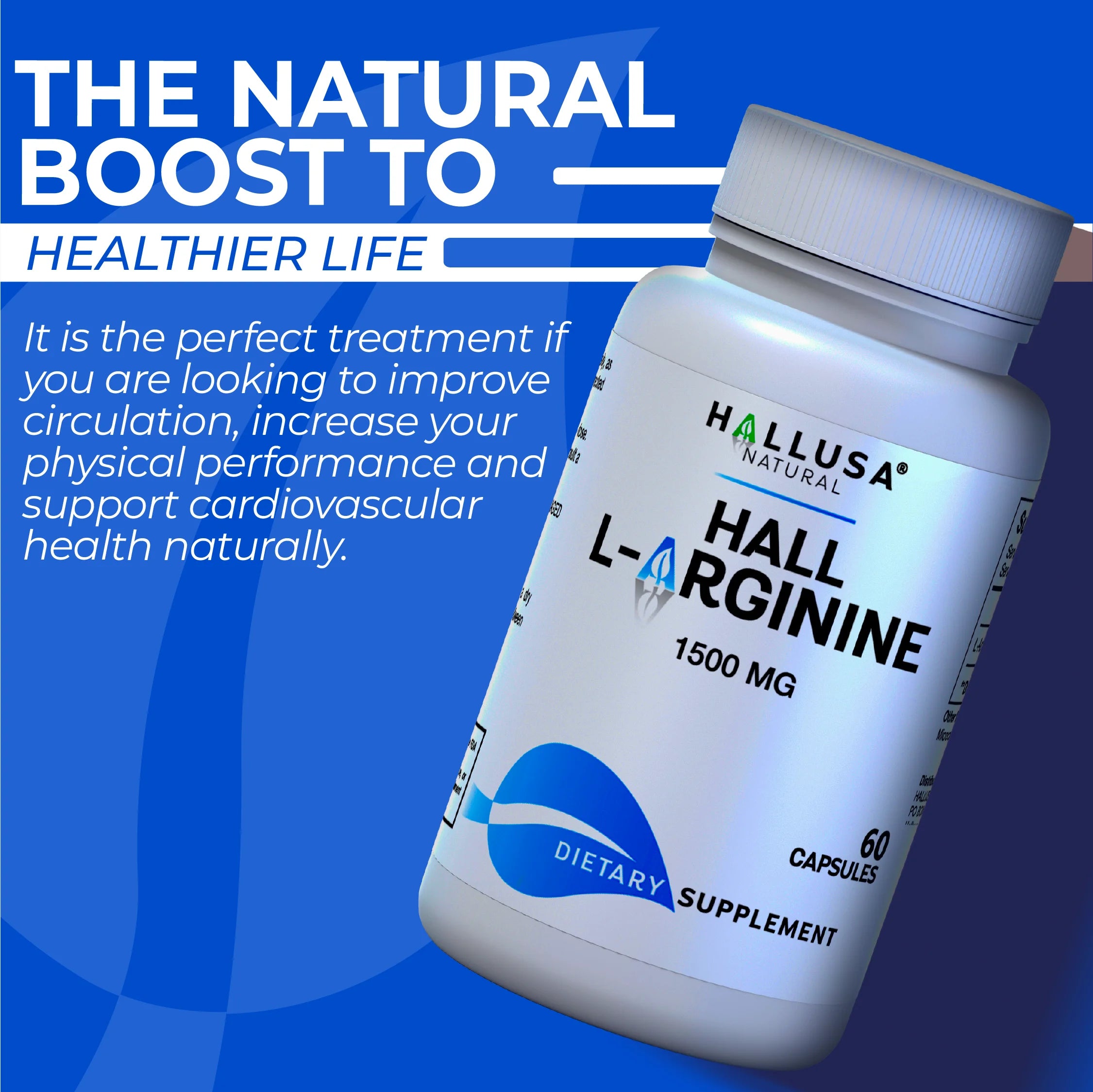 L- Arginine, Pre Workout Pills L-Arginine Hcl 1500 Mg, Nitric Oxide for Muscle Blood Circulation, Amino Acids Supplement - Amino Energy - Energy Supplements - 60 Caps