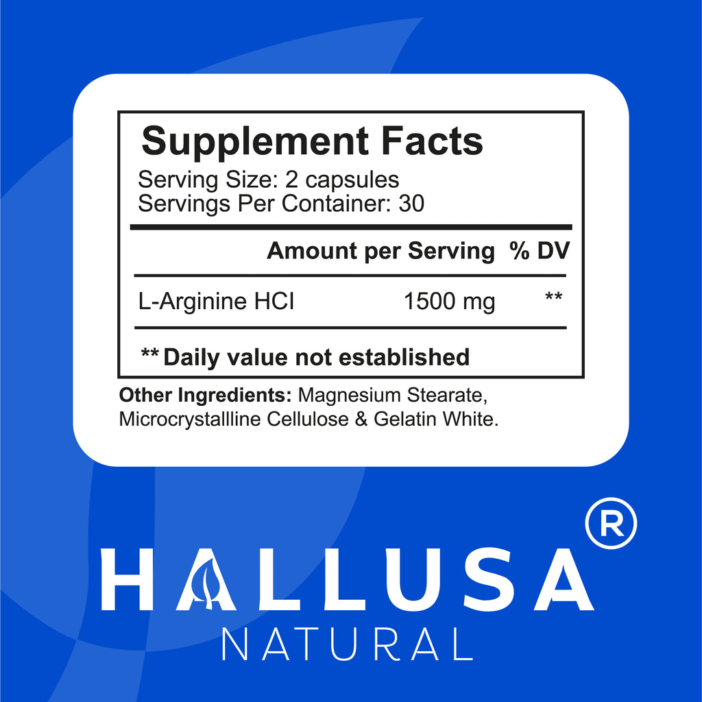 L- Arginine, Pre Workout Pills L-Arginine Hcl 1500 Mg, Nitric Oxide for Muscle Blood Circulation, Amino Acids Supplement - Amino Energy - Energy Supplements - 60 Caps