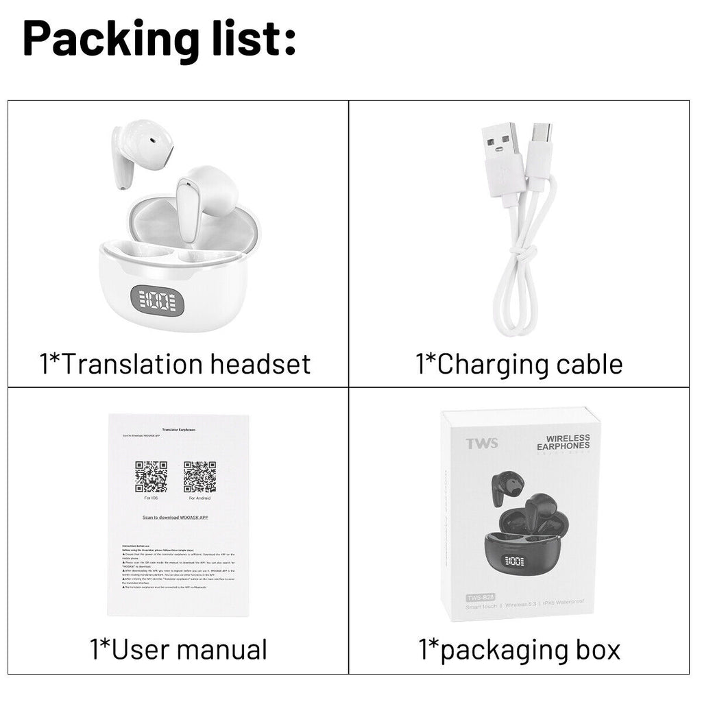 2025 AI Translation Earbuds Language Translation Device 144 Languages & Accents