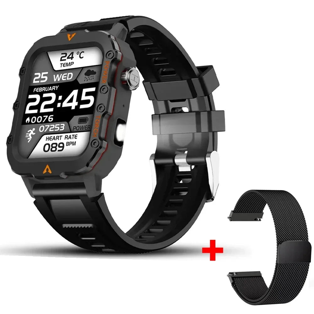 2025 Smartwatch Military Outdoor Sports Watches For Man Woman reloj hombre LED Flahlight Montres Hommes 1.73inch Bluetooth Watch