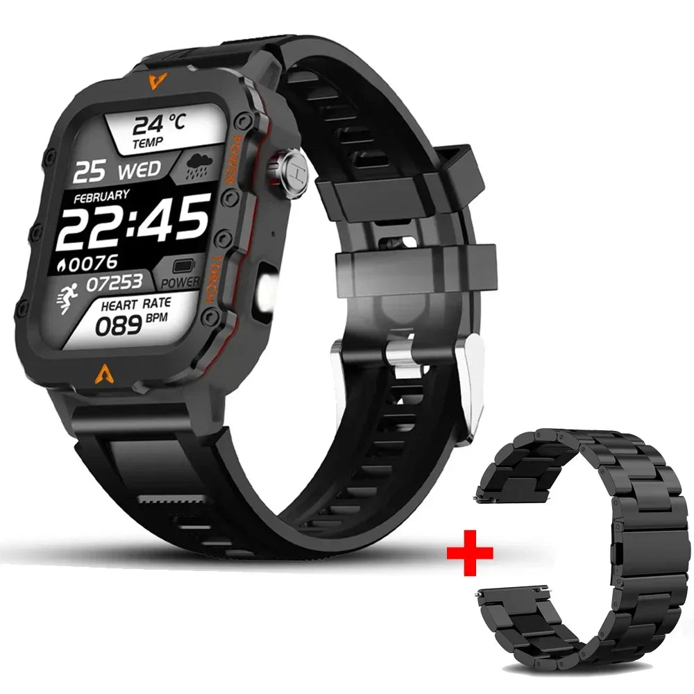 2025 Smartwatch Military Outdoor Sports Watches For Man Woman reloj hombre LED Flahlight Montres Hommes 1.73inch Bluetooth Watch