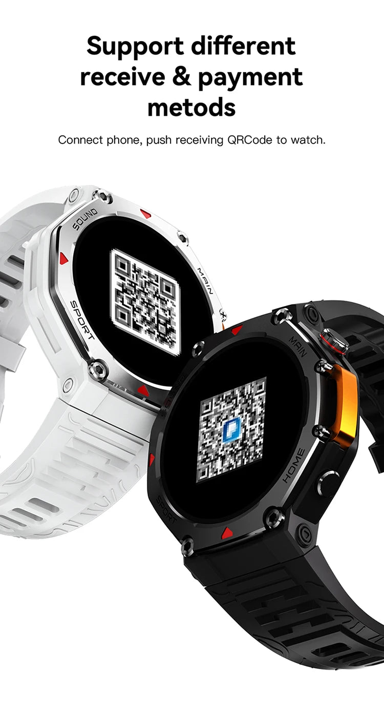 M-Rex4 Smart Watches for Men Women 5ATM Waterproof Bluetooth Connect Make Calls Sports Fitness GPS NFC Touch Screen Smartwatch