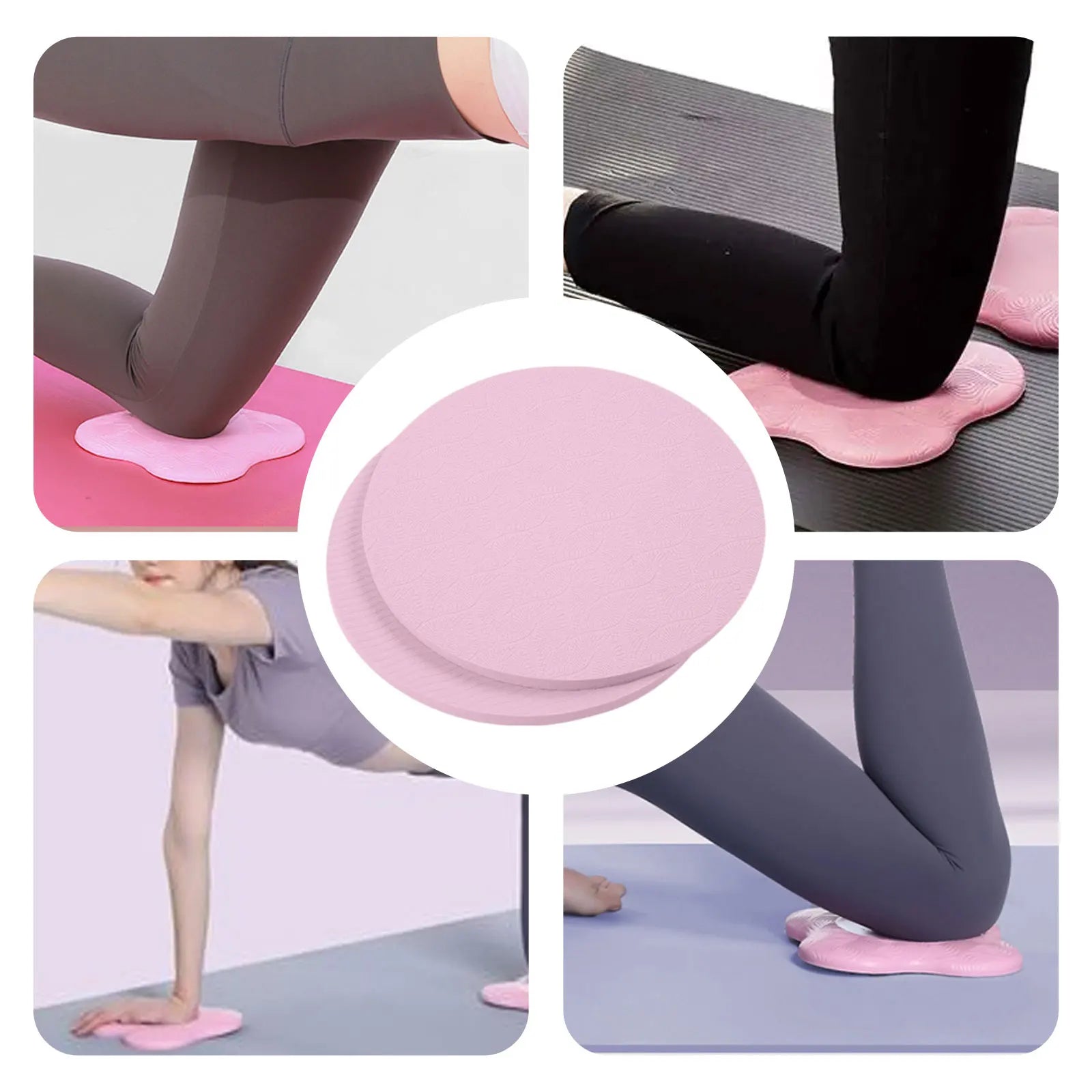 2Pcs Yoga Knee Pads 7inch Dia Portable Yoga Cushions Anti Slip Exercise Protection Cushions for Pilates Plank Home Fitness