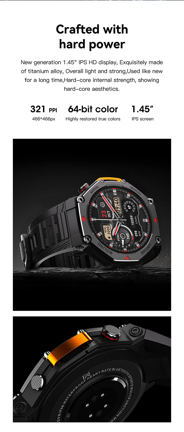 M-Rex4 Smart Watches for Men Women 5ATM Waterproof Bluetooth Connect Make Calls Sports Fitness GPS NFC Touch Screen Smartwatch